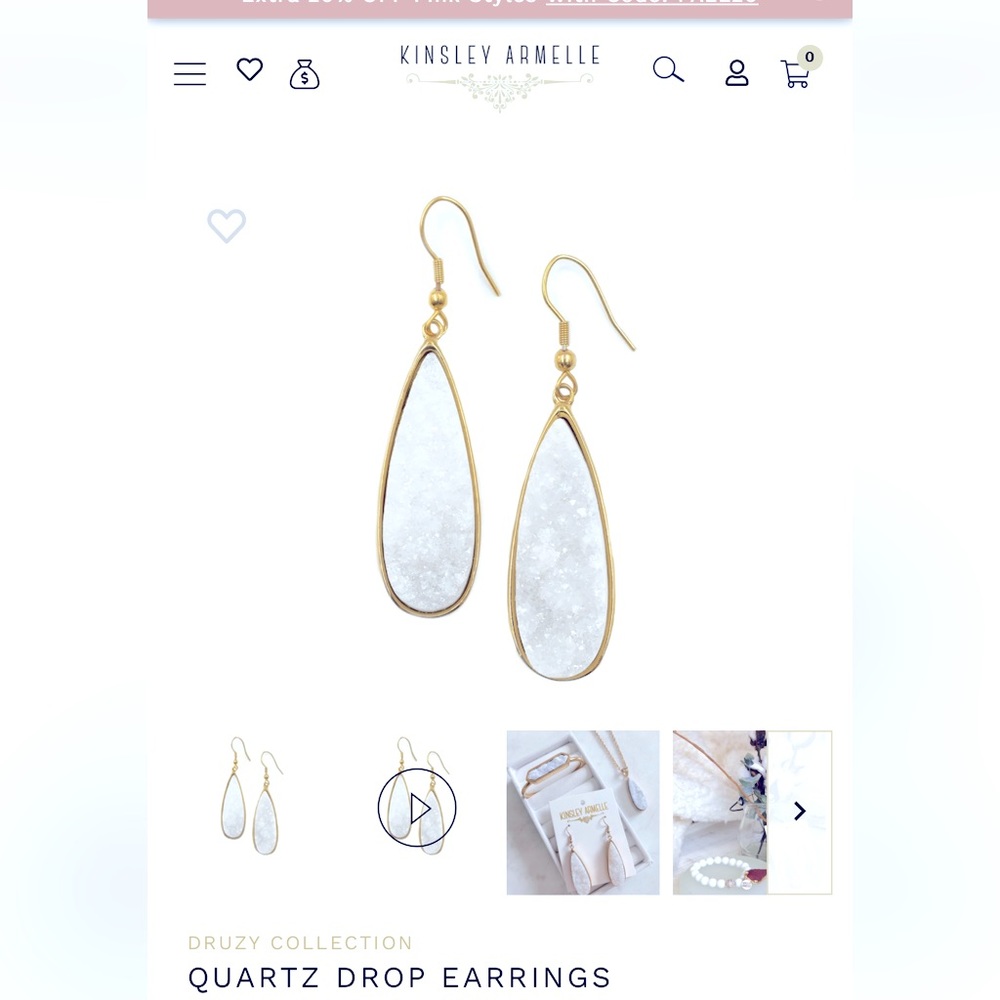 Kinsley Armelle Quartz Drop Earrings. VEUC.